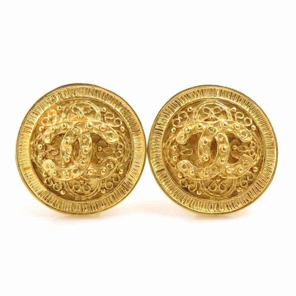 CHANEL Gold Logo Earrings - Picture 1 of 13